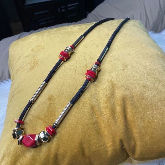 Chico's Red and Black Necklace - Picture 1 of 7
